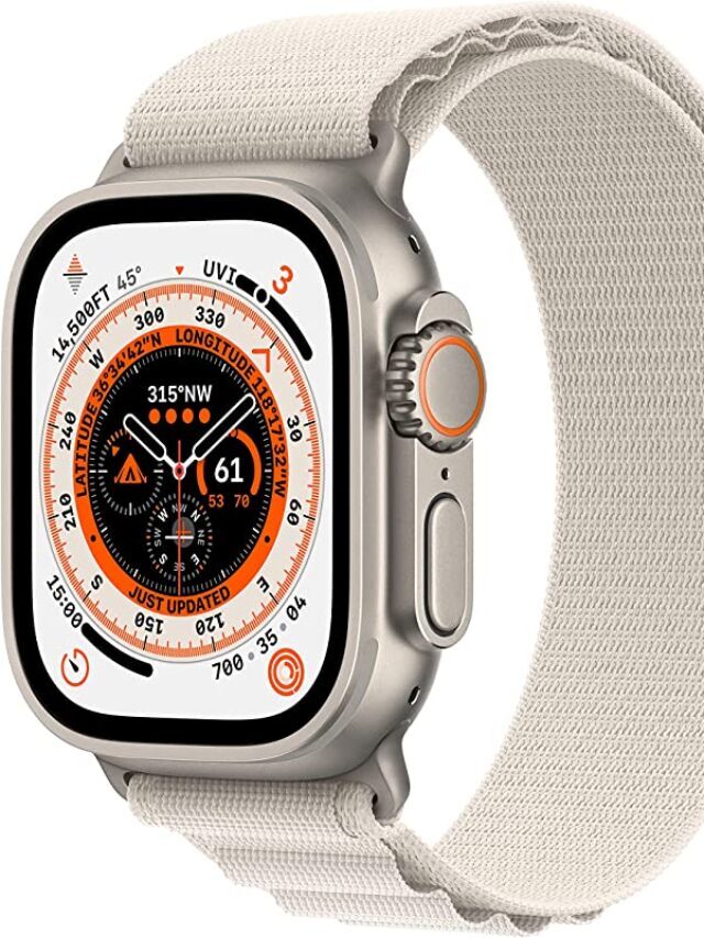 New Apple Watch Ultra (GPS + Cellular, 49mm) – Titanium Case with Starlight Alpine Loop – Medium